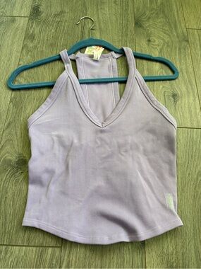 FP Movement by Free People Lavender Ribbed V-Neck Racerback Tank Top